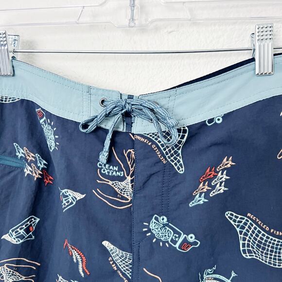 [Patagonia] Tidepool Blue Clean Currents Men's Wavefarer Boardshorts Surf Sz 32 - Picture 7 of 12